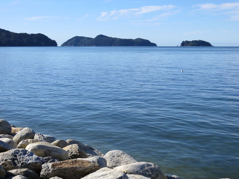 View from the front beach at Marahau on high tide