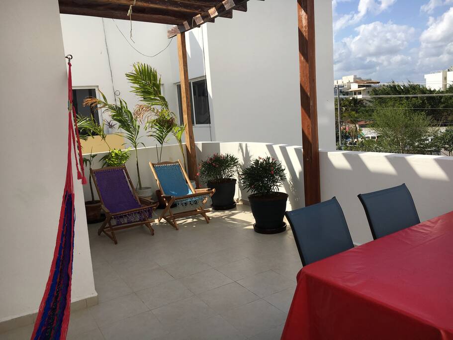 Terrace with hammock and furniture