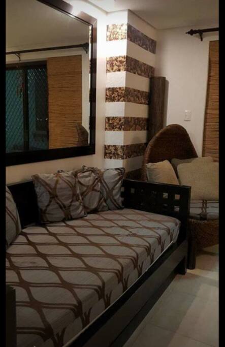 Sofa with mattress under
