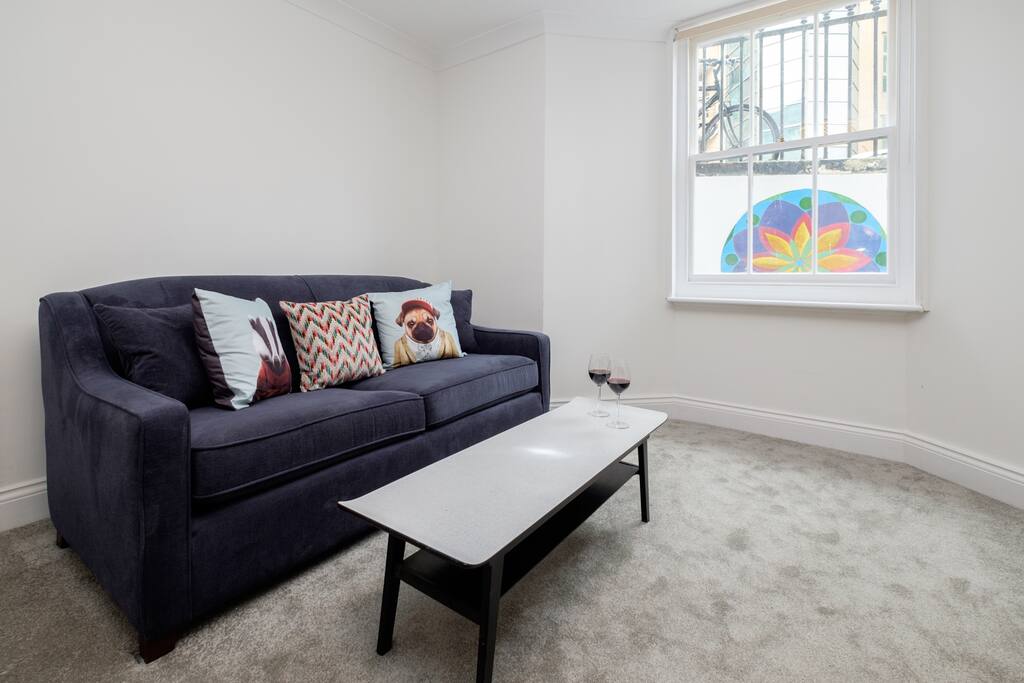 Sofa in lounge that's also a double sofa bed