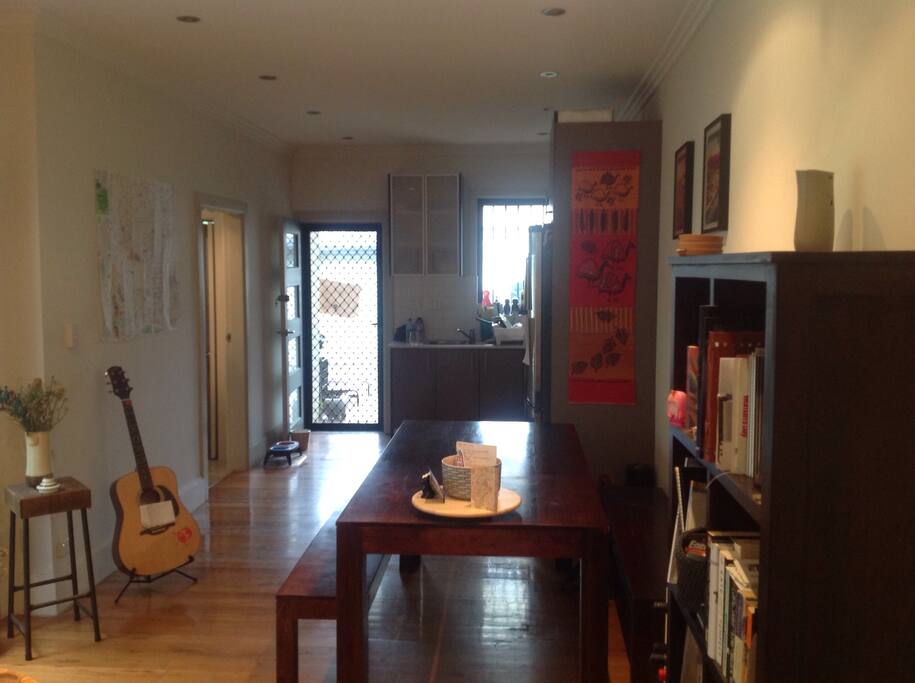 Kitchen and dining room (other end of the lounge room)