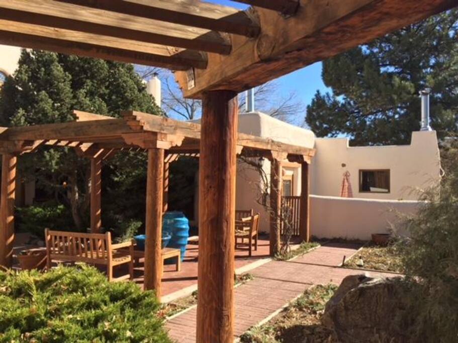 View from your private front porch to one of the shared courtyard area