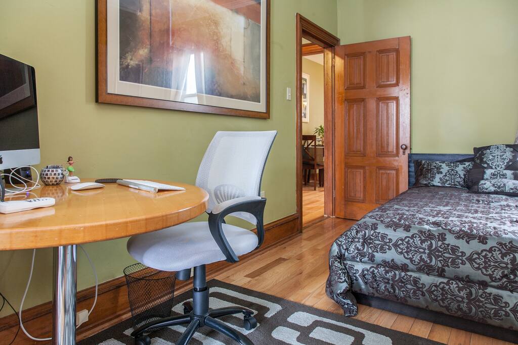 Bed, Work Table, TV