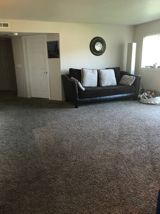 Spacious Living room. Could easily fit an air mattress.