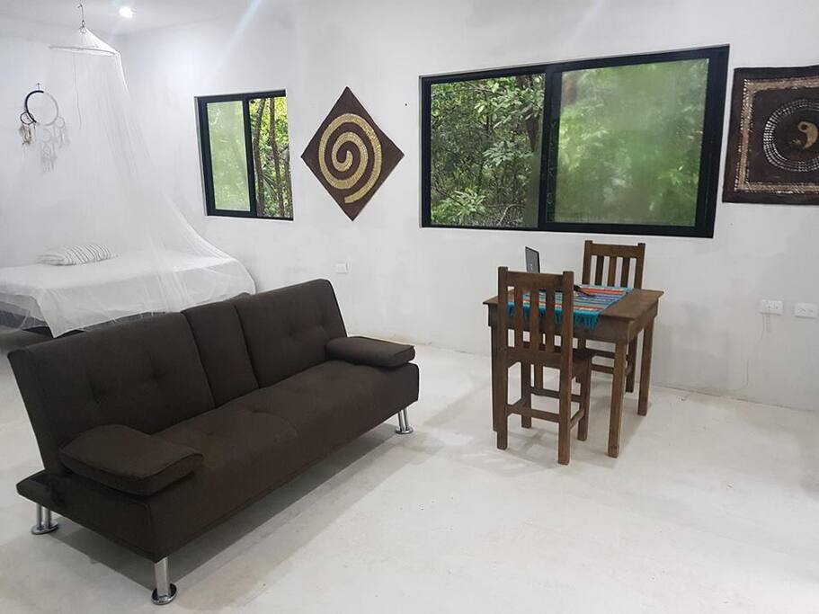The bed is protected with a special antimosquito fabric so you can sleep calmly, also is good for you to bring some mosquito repelent, you know this is jungle.