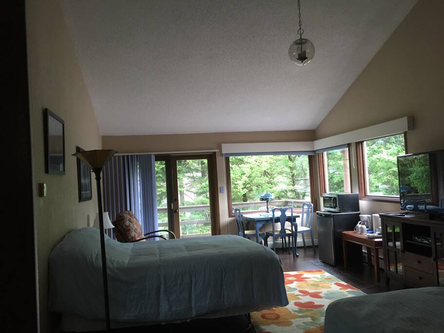 Another view of the master suite showing the vaulted ceiling.