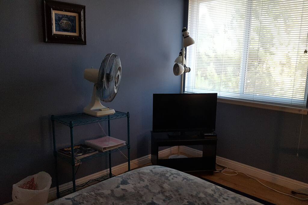 #Thousand Oaks Getaway: TV with Netflix access by the window. Room darkening shades on window. Fan for warm evenings.