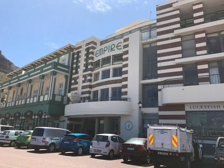 View of the apartment block from the beach.
