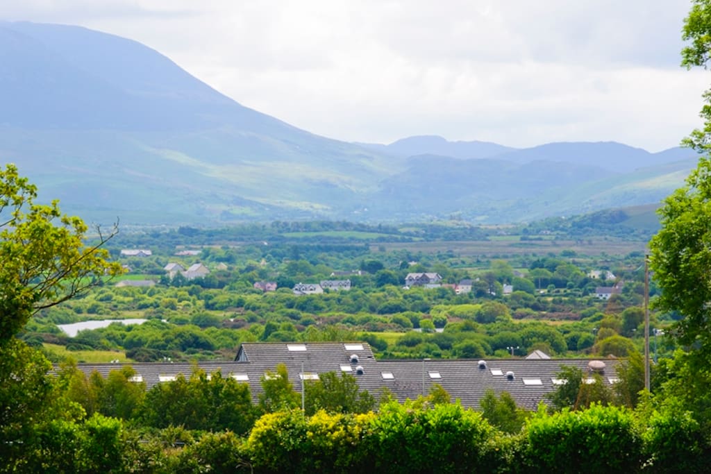 views of the McGillycuddy Reeks from sitting room window of Cottage