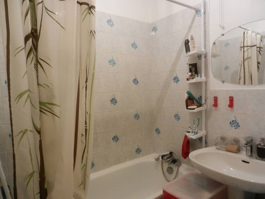 Une salle de bain avec baignoire