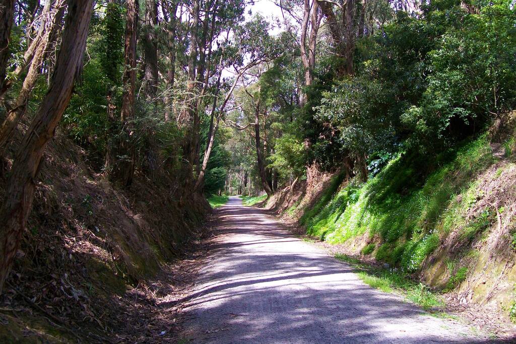 Red Hill Old Track at the end of the road, leads to shops/restaurants