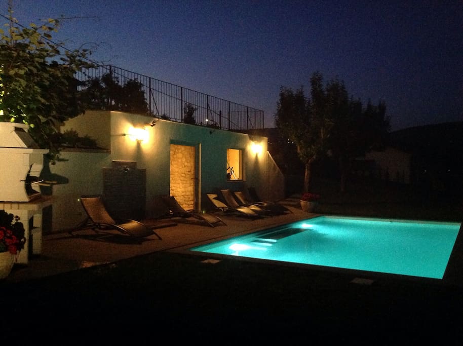 Warm summer nights by the pool