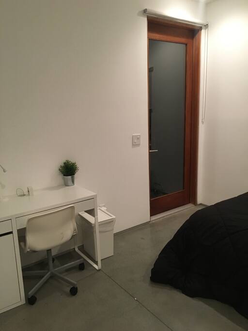 Desk with lamp and internet access