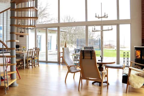 Modern house in the Swedish Archipelago, sea view