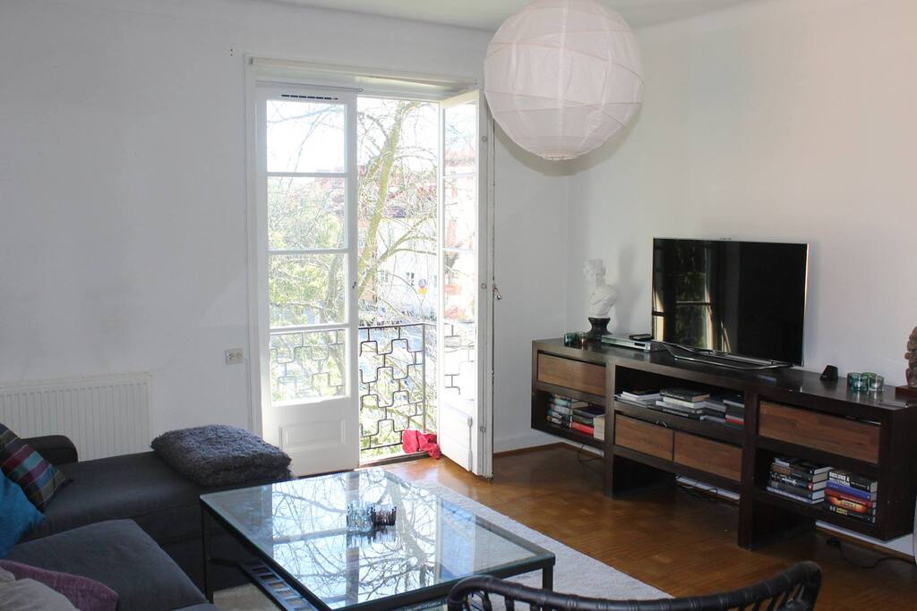 Livingroom, window over the green park
