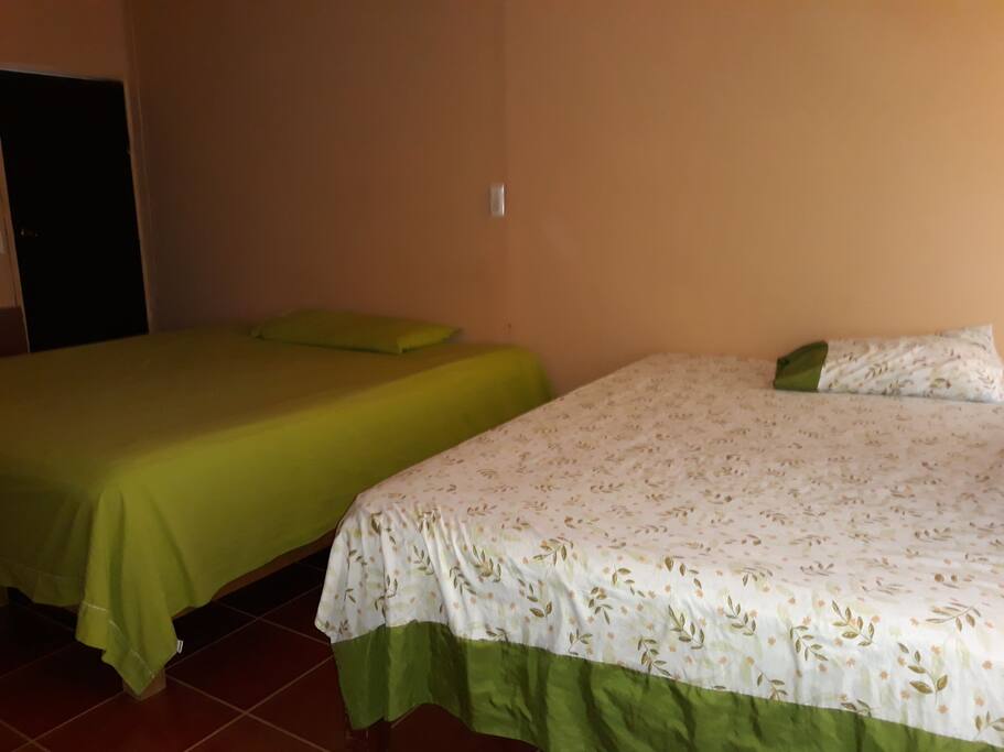 Habitación con 1 cama king , 1 matrimonial, Baño privado y A/A.