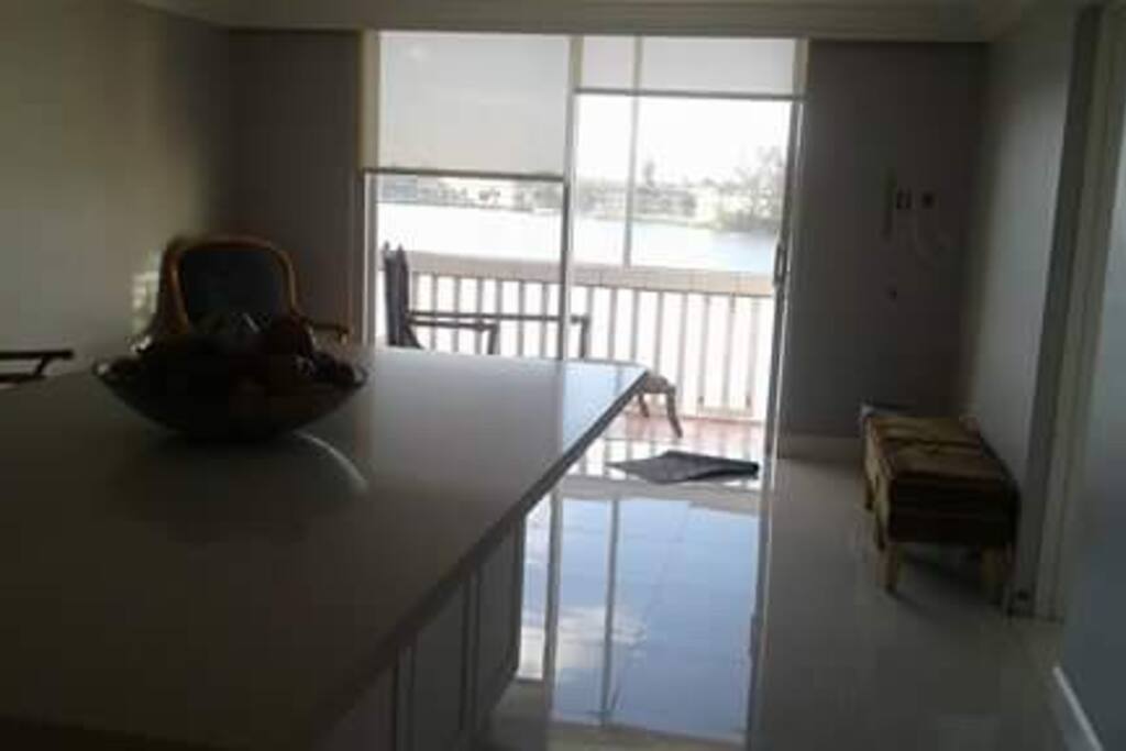 part of the living room
lake front balcony