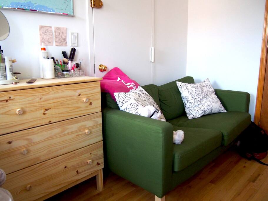 A cozy sofa for relaxation.