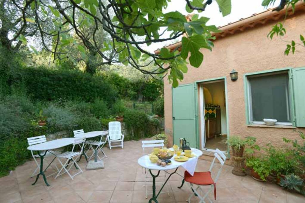 le petit déjeuner sur la terrasse