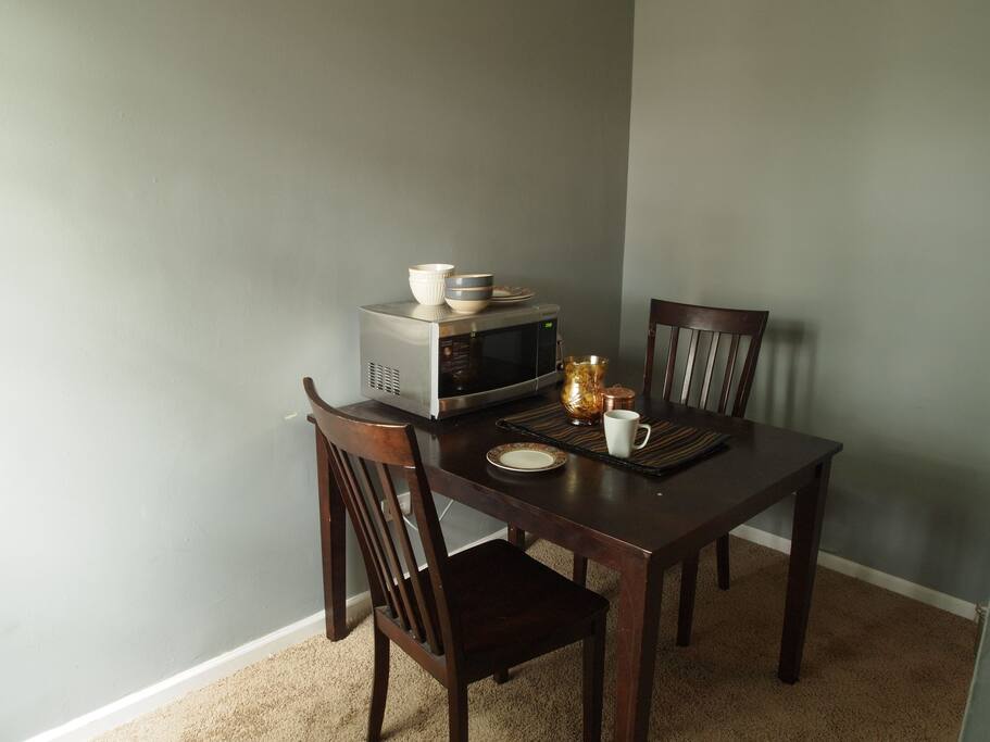 Living room space and breakfast nook