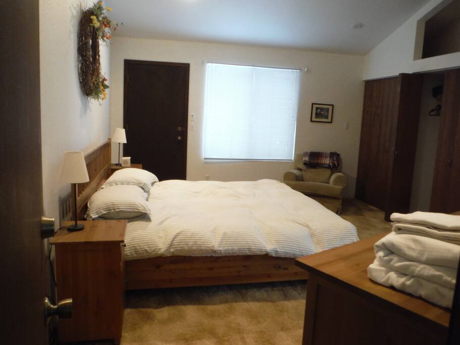 Master bedroom with king bed.