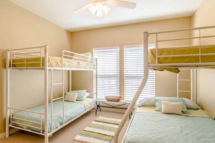 Four Bunks. 1 Fulls size and 3 single bunks.
Private bathroom