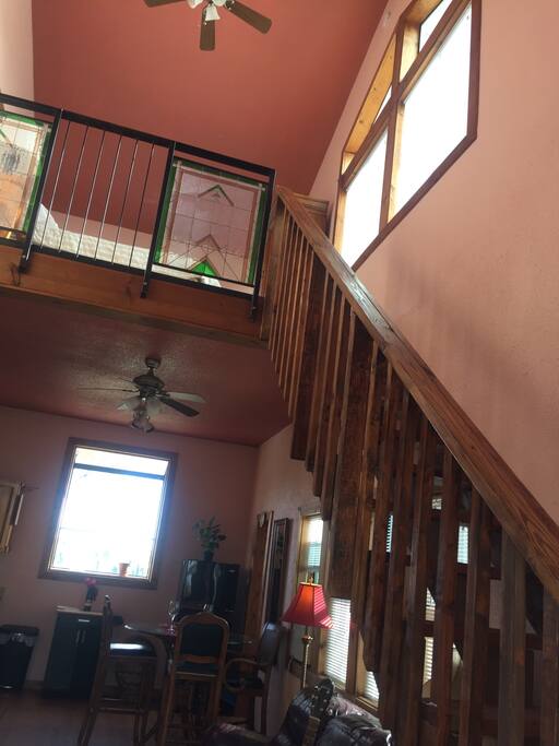 High ceilings,open and bright with lots of windows