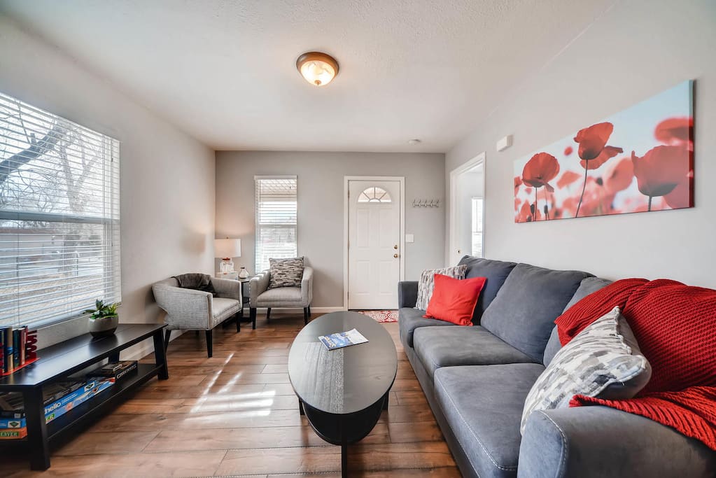 Living Room with fold out queen bed sofa