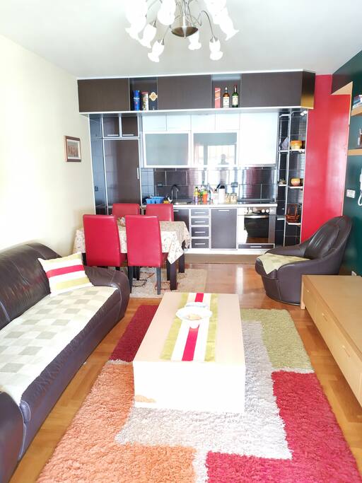 living and dining room and kitchen together cca 25 m2