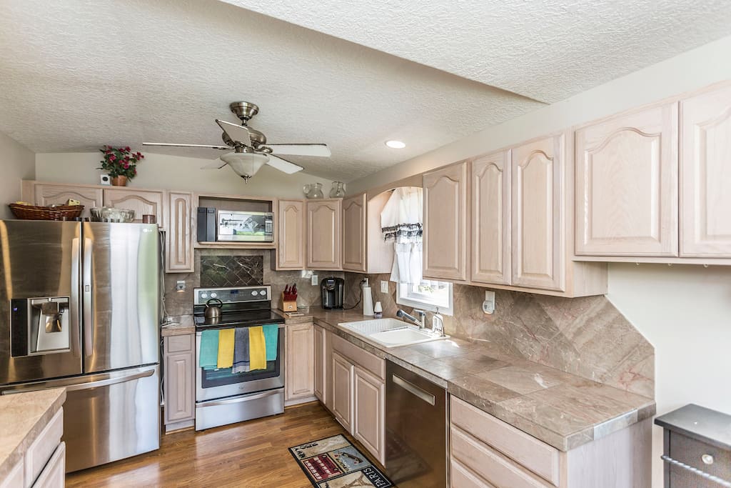 Kitchen with stainless steel appliances