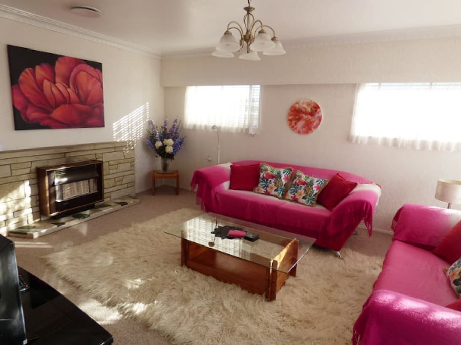 Lounge room with television.