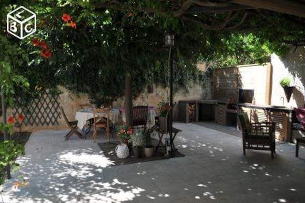 terrasse ombragée,un bonheur..