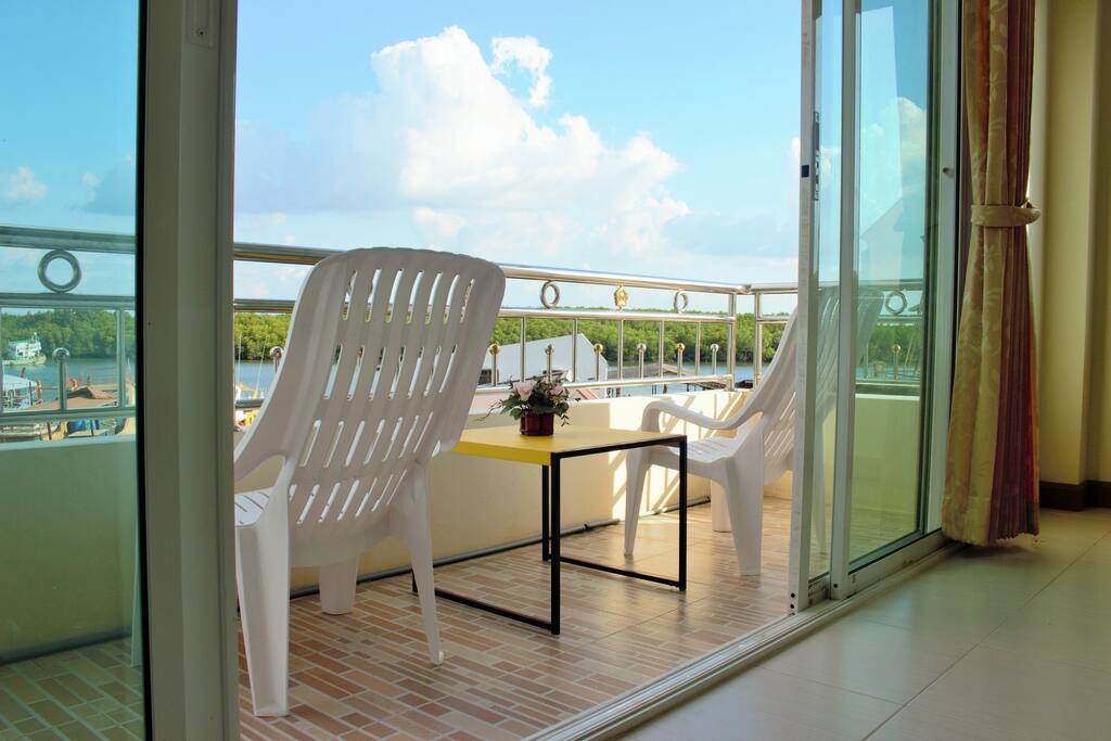 the balcony from the room