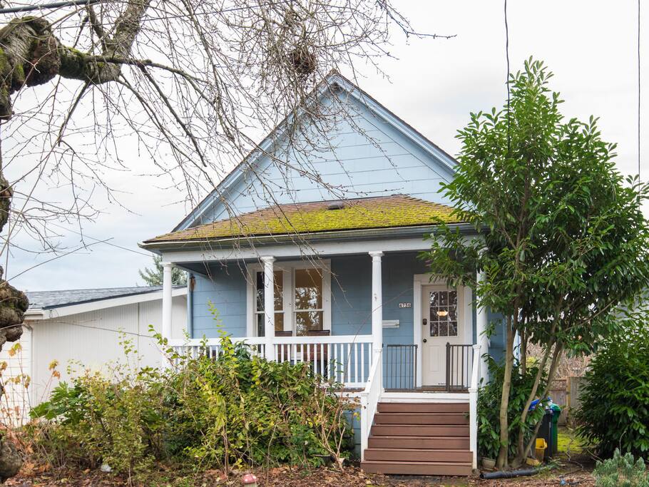 Cute little house across from a park