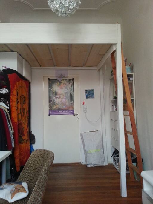 you will love the big loft bed above the door!