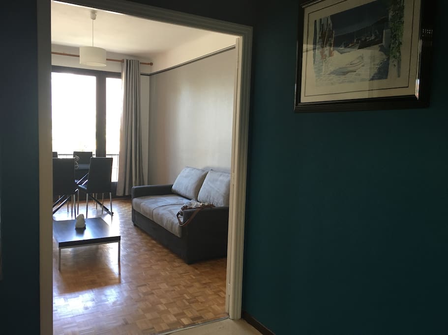 Le salon vu de l'entrée / the living room from the main entrance