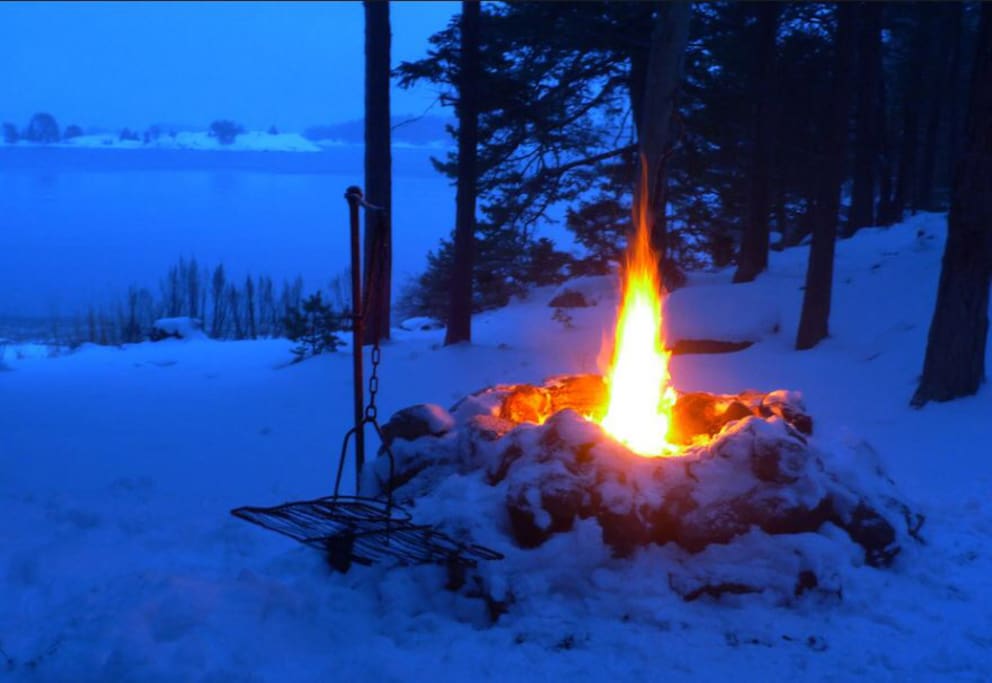 Build a fire after snowshoeing or cross country skiing along the riverbank behind our house.