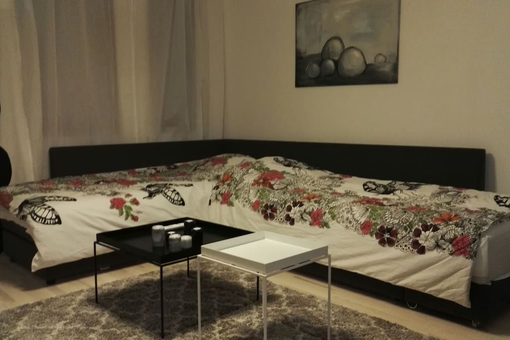 The sofabed can be used as two beds or pulled together as king size double bed.