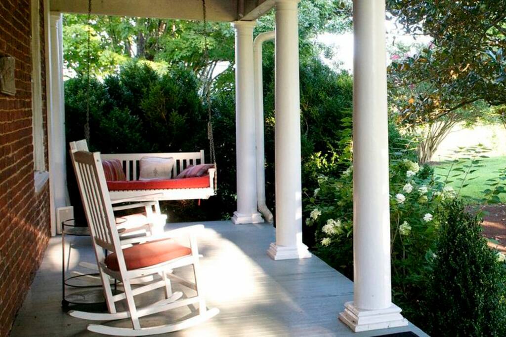 Sit, swing, and rock on the covered porch.