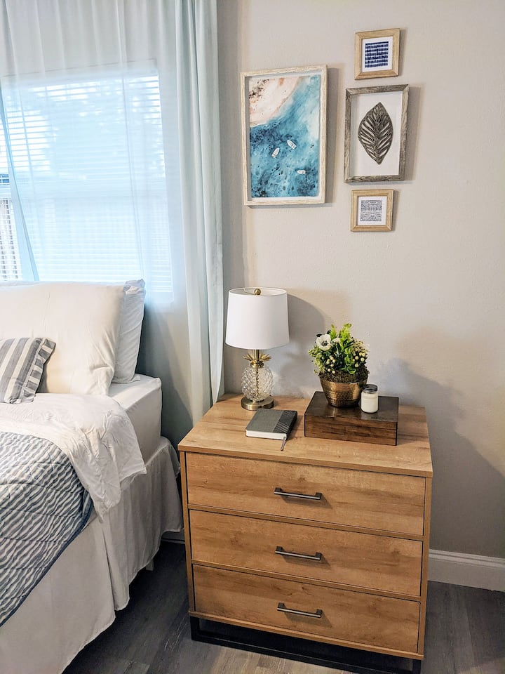 Each bedroom also features a dresser and full closet to store your things.