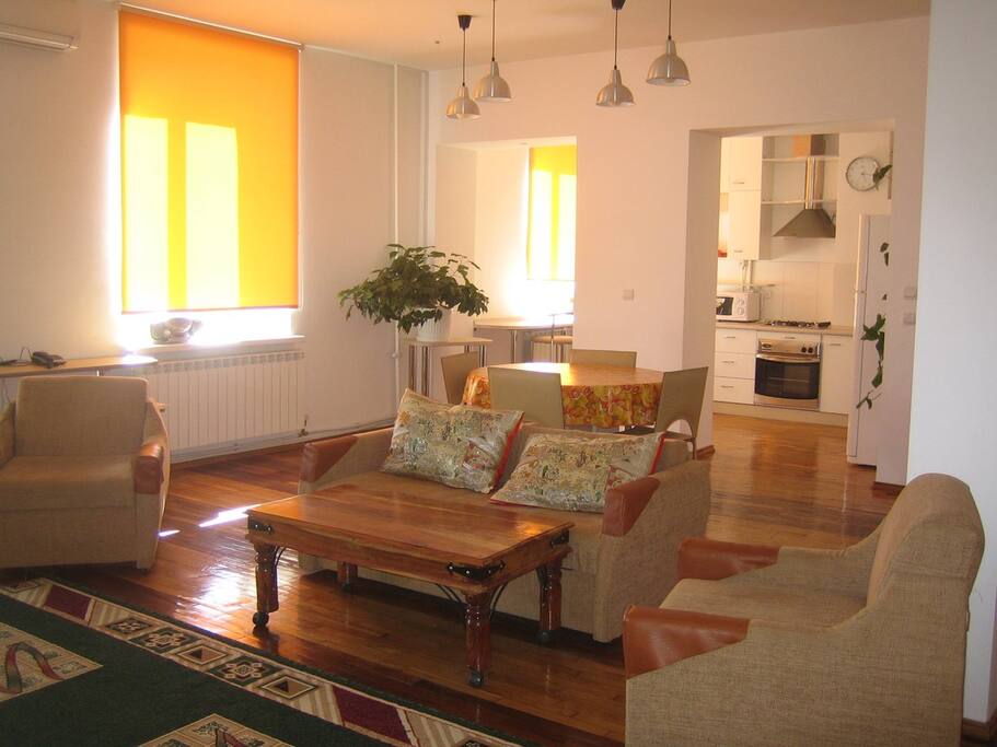 living room - open kitchen and commune space