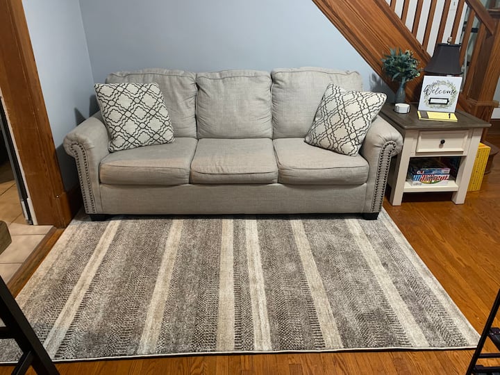 Living Room w/ pullout sofa couch (queen mattress) 