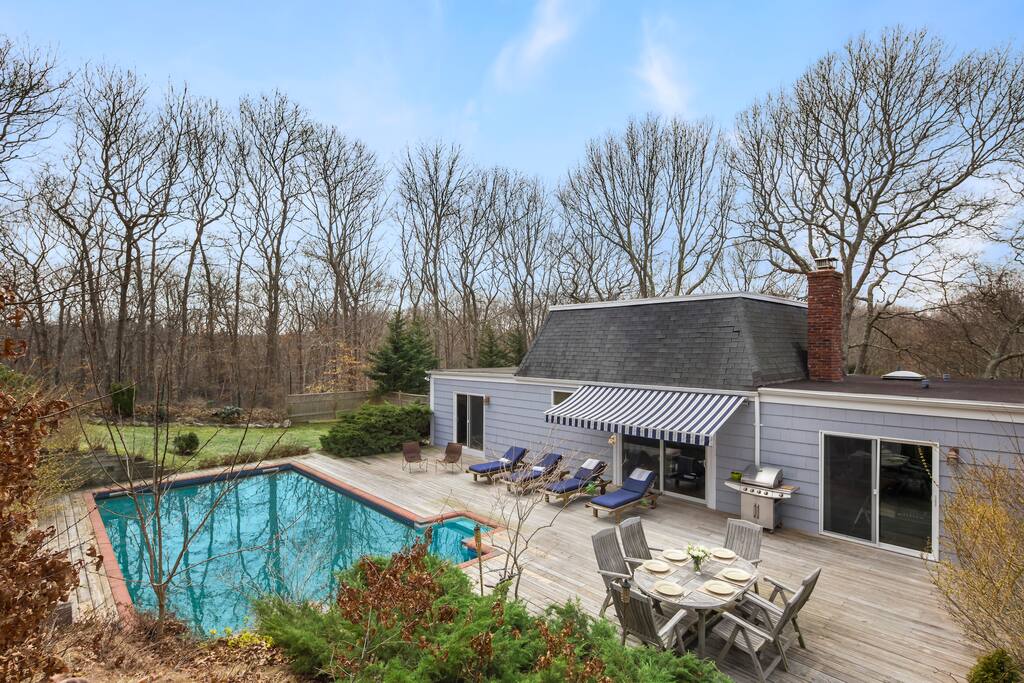 Pool deck, BBQ and views