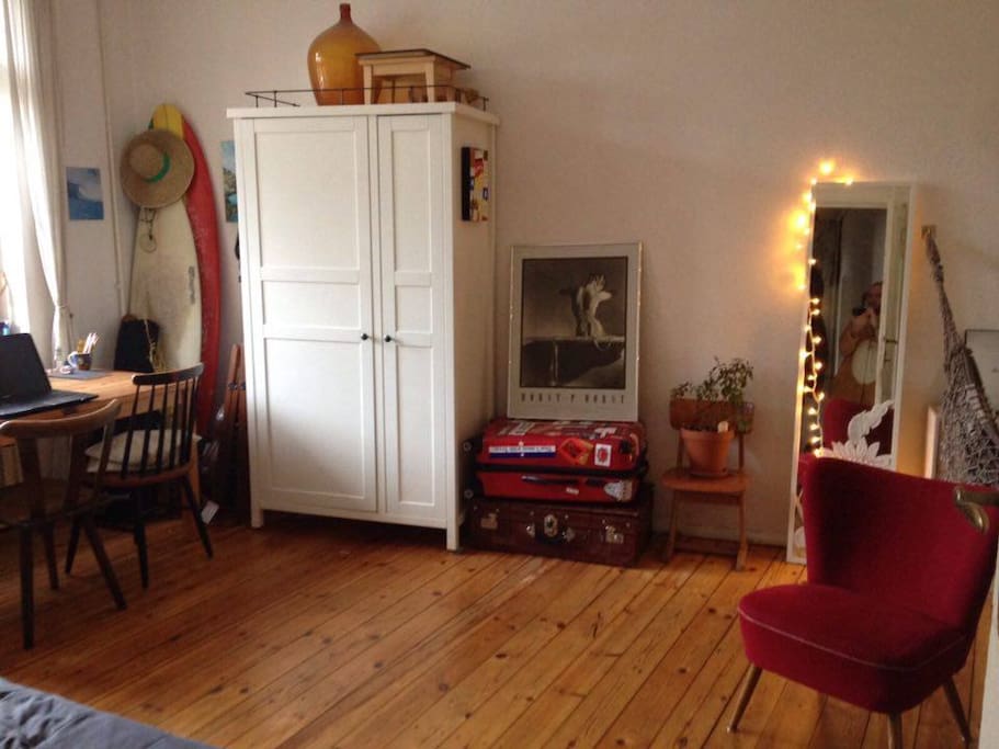 Other side of the room, dining table facing the balcony