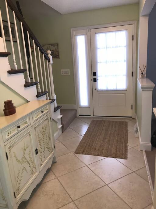 Front entryway. Your rooms are on the second floor.