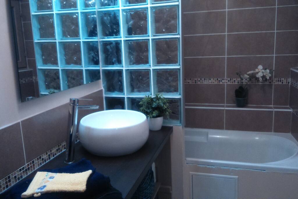 Salle de bain privée avec baignoire