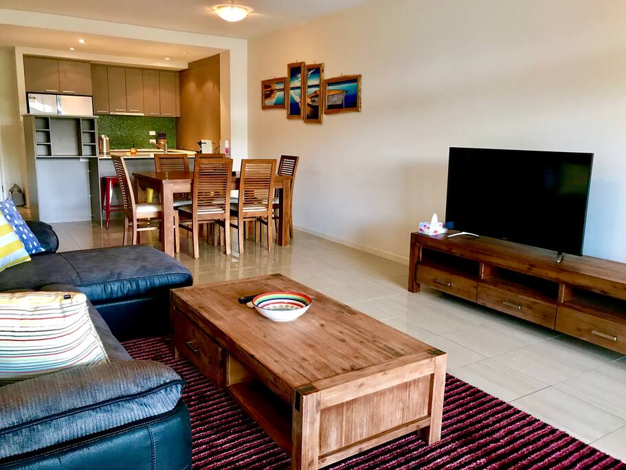Brand new furniture complement the large living spaces.
