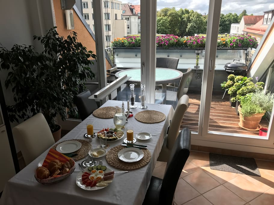 Breakfast with nice view