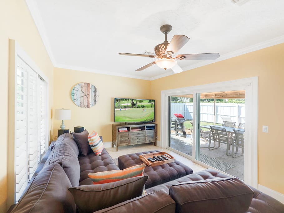 Spend time together in the family room with a large sectional sofa.