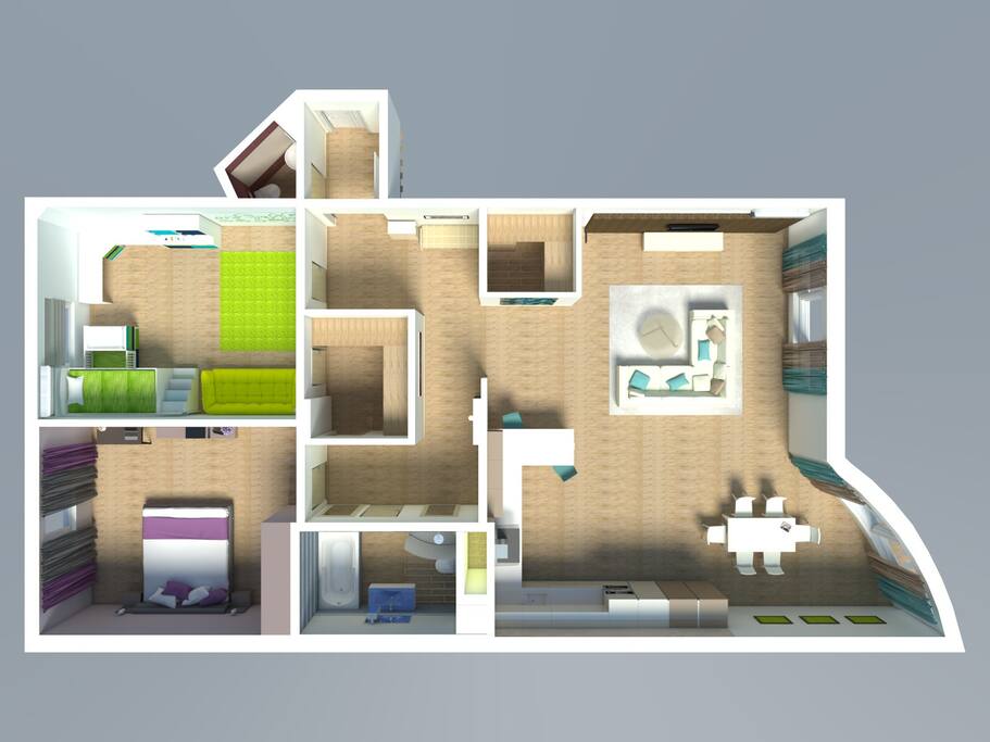 The apartment has a very comfortable layout